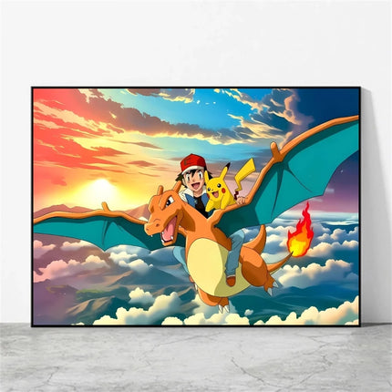 Anime Pokemon Pikachu Mewtwo Poster Canvas Painting Home Modern Living Room Painting Wall Art Decoration Painting Children Gifts