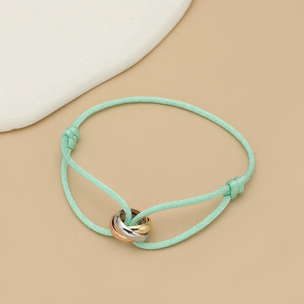 Simple Fashion Unisex Bracelet 3 Metal Round Circle Accessory Adjustable Men's Rope Bracelet for Women Jewelry Gifts
