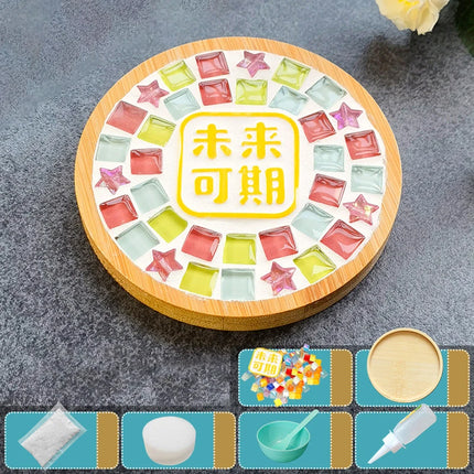 Handmade DIY Mosaic Cup Mat Bottom Bamboo Pad Early Education Free Creation Handicraft Toys