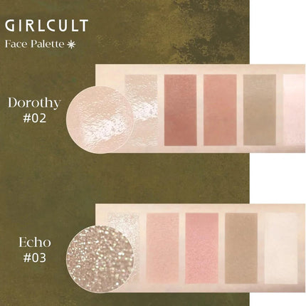 Girlcult Face Palette(02 03),Smooth Powder,Fine-Milled,Minimal Fallout,Highly Pigmented,All-in-One Face Makeup,Beginner-Friendly
