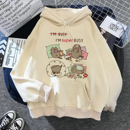 Women's cat hooded sweatshirt 2024 cartoon costume Korean Harajuku Kawai style oversized