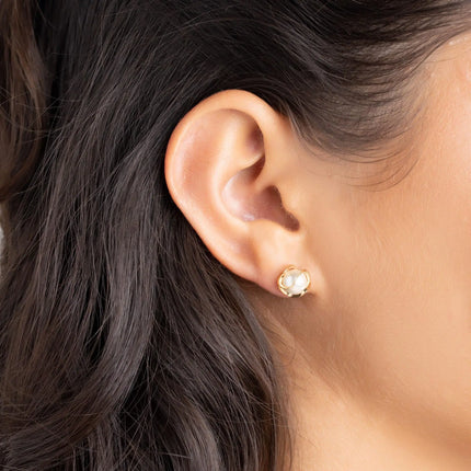 Gold Plated Brass Caged Pearl Stud Earrings For Women Girls Luxury Women Earrings 2025
