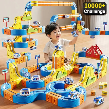 84-179Pcs Electric 3D High-Speed Train Set for Kids - Magnetic Track Building Vehicle Toy Educational DIY Set for Boys & Girls