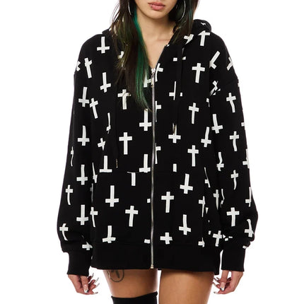 Pink leopard print hooded zipper long-sleeve sweatshirt for spring and autumn comfortable slim fit fashionable street wear 2000s