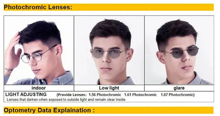 BLUEMOKY High Quality Metal Aviator Prescription Glasses Progressive Eyeglasses Men Myopia Photochromic Optical Eyewear