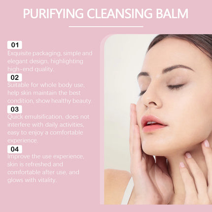EELHOE Strawberry Makeup Remover Balm Deep Hydration Oil Control Refreshing Clean Skin Care for All Skin Types Cleansing Balm