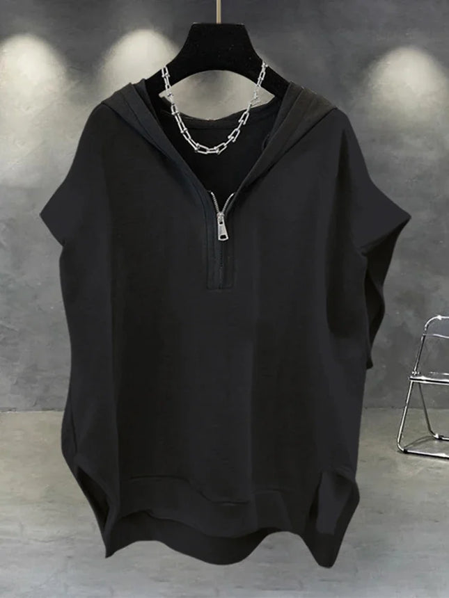Summer Zipper Hooded Sleeveless T-shirt Men's Korean Fashion Tank Tops 2026 New Y2K Streetwear Casual Vests Hip Hop Tee Shirts