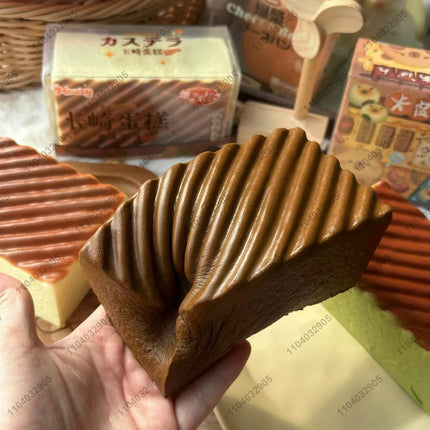 Mousse Cake Squishy Toy Slow Rising Brown Sugar Mousse Square Cake Slow Rebound Squeeze Toy Anti Stress Release Hand Relax Gift