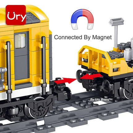 Technical Electric Train Sets City Cargo Steam Railway Engineering Tracks Motor RC Car Building Blocks Toys for Gifts