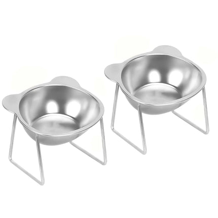 Cat Bowls Tilted Neck Guard Cat Food Bowl Indoor Stainless Steel Shatter Resistant Elevated 15° Pet Bowl For Kitten Puppy