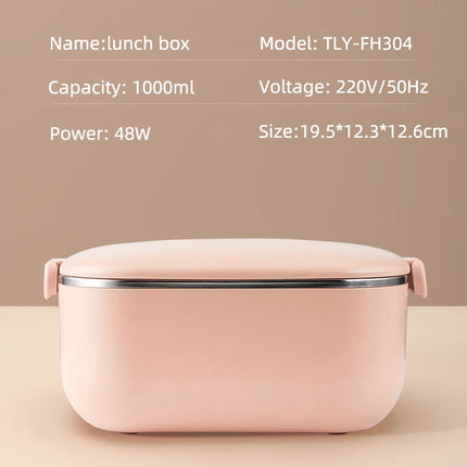 110V/220V/12V Electric Lunch Box Water Free Rice Cooker Car Lunch Heating Box Constant Temperature Bento Box Food Warmer 1L