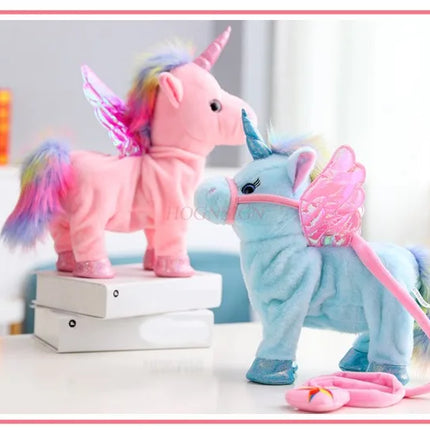 Unicorn Leading Rope Angel Horse Doll Walking Singing Electric Plush Toy Children's Gift