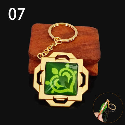 Anime Game Genshin Impact Vision Keychain Luminous 7 Element Weapons Eye Of Original God Toy Luminous Keyring Bag Pendant Gift