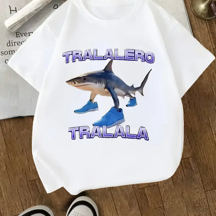 Cool Kawaii Italian Brainrot T-Shirt Kids Cartoon Anime Print Clothes Round Neck Basic Boys Tops Absorbent Casual Shirts Gift