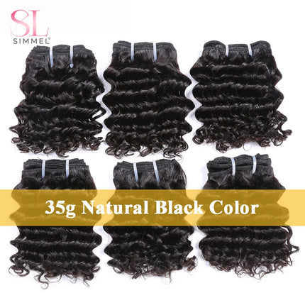 Brazilian Deep Wave Human Hair Bundles Bouncy Curly Hair Extensions for Women Short Curly Human Hair Bundles Hair Weaves 6inch