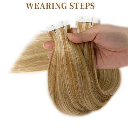 Tape In 100% Real Remy Human Hair Brazilian Human Hair Straight Extensions Skin Weft Adhesive Glue On Salon Quality for Woman