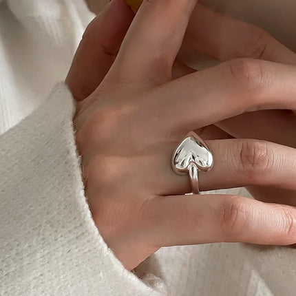 925 Sterling Silver Open Finger Ring Punk Heart Irregular Geometric Stackable For Women Girl Jewelry Gift Dropship Wholesale