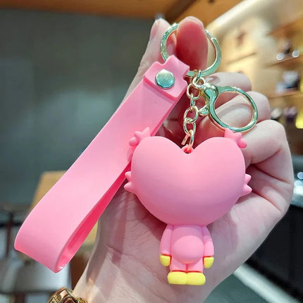 Cute Poppy Toothed Keychain Cartoon 3D Sausage Mouth Doll Car Keychain Couple Bag Pendant Children Toy Jewelry Gift