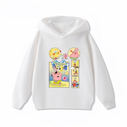 Potdemiel Cute SpongeBob Children's Sweatshirt, Boys' and Girls' Top, Autumn and Winter Warm Hooded Sportswear for Kids