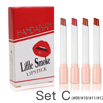 4PCS Matte Lipstick Set Long Lasting Velvet Lip Glaze Nude Lip Tint Makeup Cosmetic Cigarette Lip Stick Waterproof Non Transfer