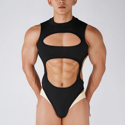 Men Sexy Bodysuits Hollow Out Sleeveless Jumpsuit Lingerie Body Black Tops Hot Clubwear Outfit Romper Clothes Streetwear