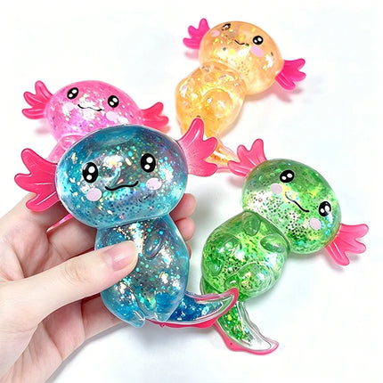 Glitter Maltose Axolotl Squishy Squeeze Toy Cute Fun Anxiety Relief Salamander Slow-rebound Stress Balls Fidgets Toys