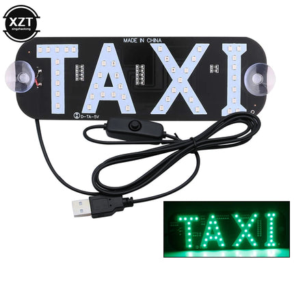 12V LED Car Taxi Indicator Windshield Lamp Taxi  Light License Plate Lamp Energy-saving Long-life Lamp USB Cable with Switch
