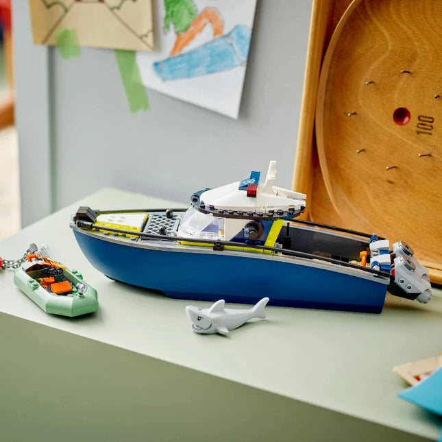 Compatible Brick Sets City Series 60456 Police Boat Building Blocks Police patrol boat chase Floating Sea Toys Gifts
