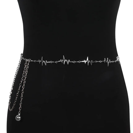 Bohemia Single-layer Lightning Shaped Alloy Waist Chain Street Photography Women's Body Chain Jewelry