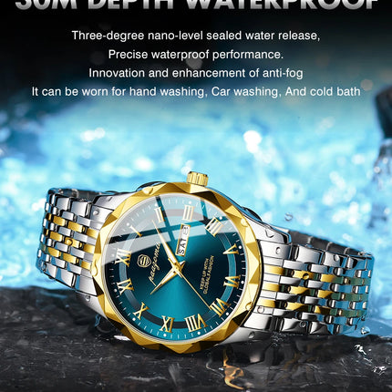PAAZOMU Sport Original Men Clock Quartz Date Week Luxury Man Wristwatch Waterproof Luminous Stainless Steel Men's Watches Reloj