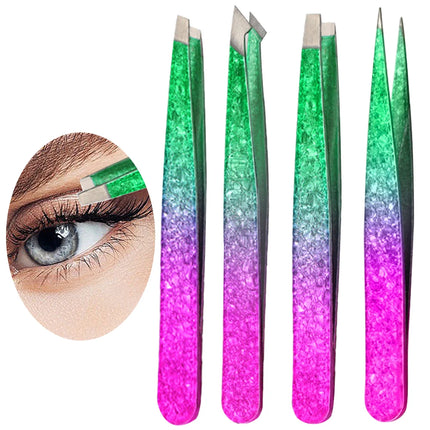 1/4PCS Eyelash Extension Tweezers Set Professional Stainless Steel Curved Tip Tweezers Pointed Tip Beauty Makeup Tool For Women