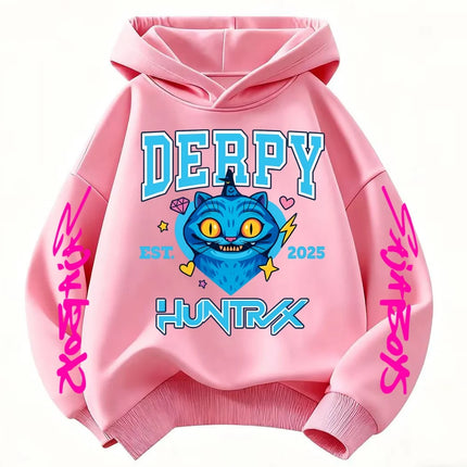 Korean Wave Demon Hunter Cartoon Print Autumn/Winter New Style Children's Hooded Sweatshirt Boys and Girls Casual Loose Top