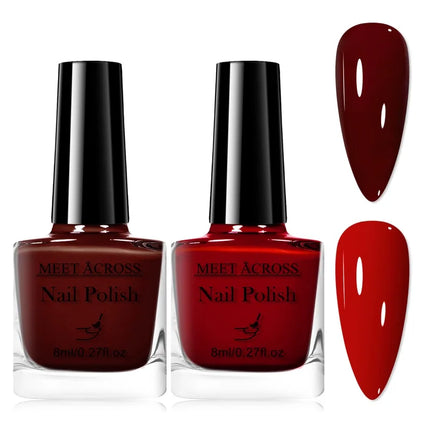 2Pcs 8ml Red Water-Based Peel Off Nail Polish Set Air Dry Easy to Apply Long Lasting Nail Art Manicure Vernis DIY for Home Salon