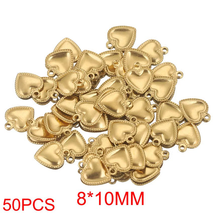 50pcs Stainless Steel Small Heart Charms for Jewelry Making Necklace Bracelet Extend Chain Tail Tag Supplies Material Wholesale