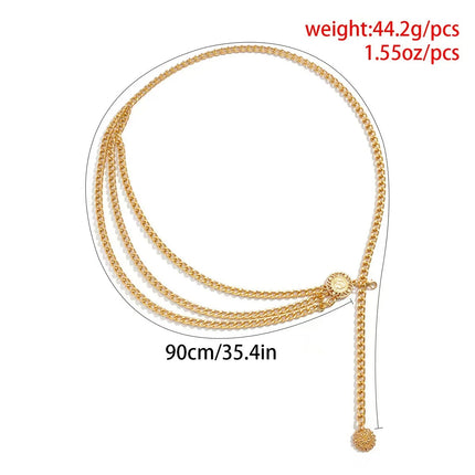 2025 Punk Hip Hop Style All-match Waist Chain Moon Vintage Metal Womans Belt for Dress Vintage High Waist Chain Belt for Women