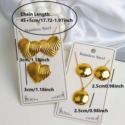 3/6/8/10/12Sets Fashion Stainless Steel Earrings Necklace Set For Women Mix Style Elegant Flowers Heart Geometry Jewelry Party