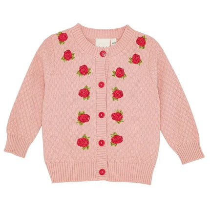 2025 Autumn Winter Kids Sweaters Baby Knit Cardigan Jacket Vest Strawberry Girls Princess Dress Long Sleeve Tee Shirt Pant Cloth