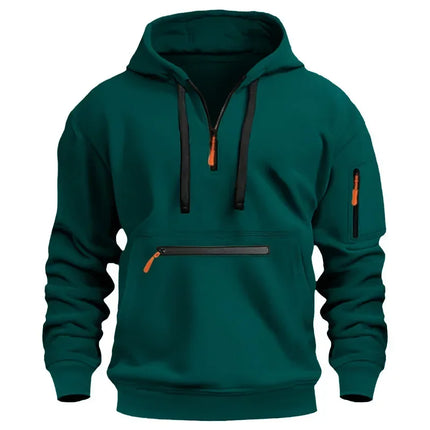 2025 New Men's Hoodies Winter Hooded Shirt Wear Fleece Multi Pocket Fashion Tops Hoody Loose Oversized Pullover Man Clothing