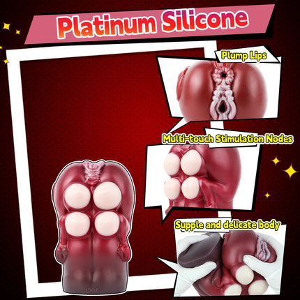 SHAZ Realistic Horse Vagina&Anal Two Channel Stroker, Skin-Friendly Silicone Onahole, Penis Training Stimulator, Sex Toy for Men