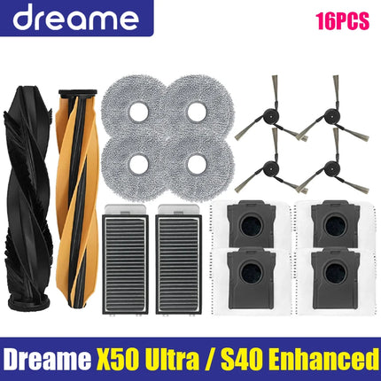 Dreame X50 Ultra / S40 Enhanced Edition Vacuum Cleaner Parts Main Roller Side Brush Hepa Filter Mop Cloth Dust Bag