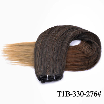 Synthetic Long Straight Hair Bundles Extensions Smooth Ombre Brown Hair Weaving Synthetic Straight Hair Bundles Full to End