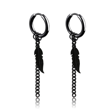 1 Pairs Punk Stainless Steel Stud Earrings Black Earrings Set For Men Women Vintage Hip Hop Piercing Ear Jewelry Accessories