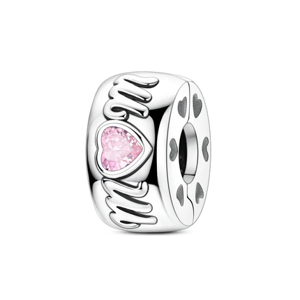 2026 Romantic Pink Color Charms Bead 925 Sterling Silver CZ Zircon Love Heart Pendants Fit Original Bracelet DIY Jewelry Gift