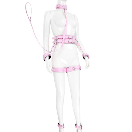 Puppy play SM Bondage Kit Collar, Waistband, Wrist cuffs, Ankle brace, Thigh cuff,  Adult Games Restraints Handcuffs Sex Toys
