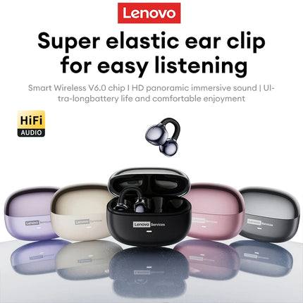 Choice Lenovo LE302 Ear Clip Earbuds with Accessories Wireless Bluetooth 6.0 Sports Music OWS Business Earphones for Girls Gifts