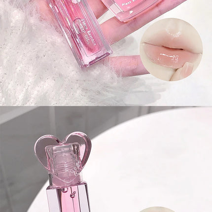 Pink Heart Lip Care Set Moisturizing Reduce Dry Wrinkles Transparent Tint Mirror DUDU Lip Oil Lip Mask Girl Lipstick Makeup Base