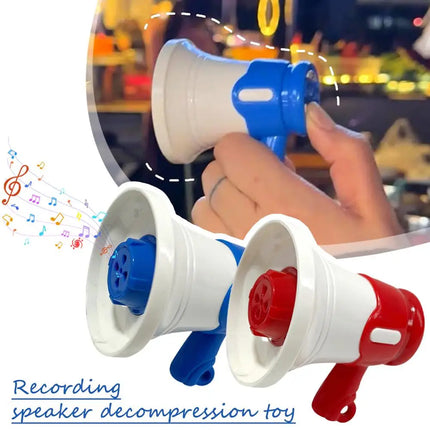 Mini Voice Changer Megaphone Toy Portable Recording Speaker with Sound Effects Fun Stress Relief Toy for Kids & Pranks, Red/Blue