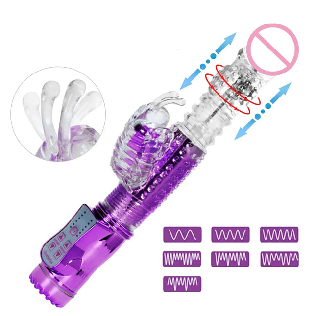 Rabbit Vibrator Telescopic Dildo Vibrator G-Spot Clit AV Stick Stimulator Vaginal Massager Sex Toys for Women Female Rechargable