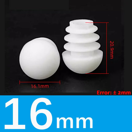 Black/White Plastic Round Pipe Plug Tube Non-Slip Chair Leg Foot Dust Cover Domed End Caps Floor Protector Pad Dia 13mm-40mm