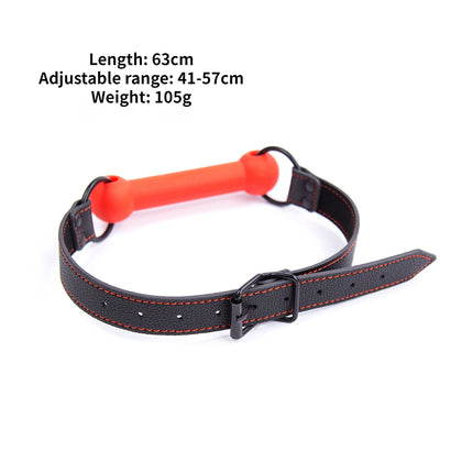 Professional Pony Play Bit Gag Silicone Mouth Restraint Red Stitch Leather Strap BDSM Bondage Slave Role Play Adult Fetish Toy